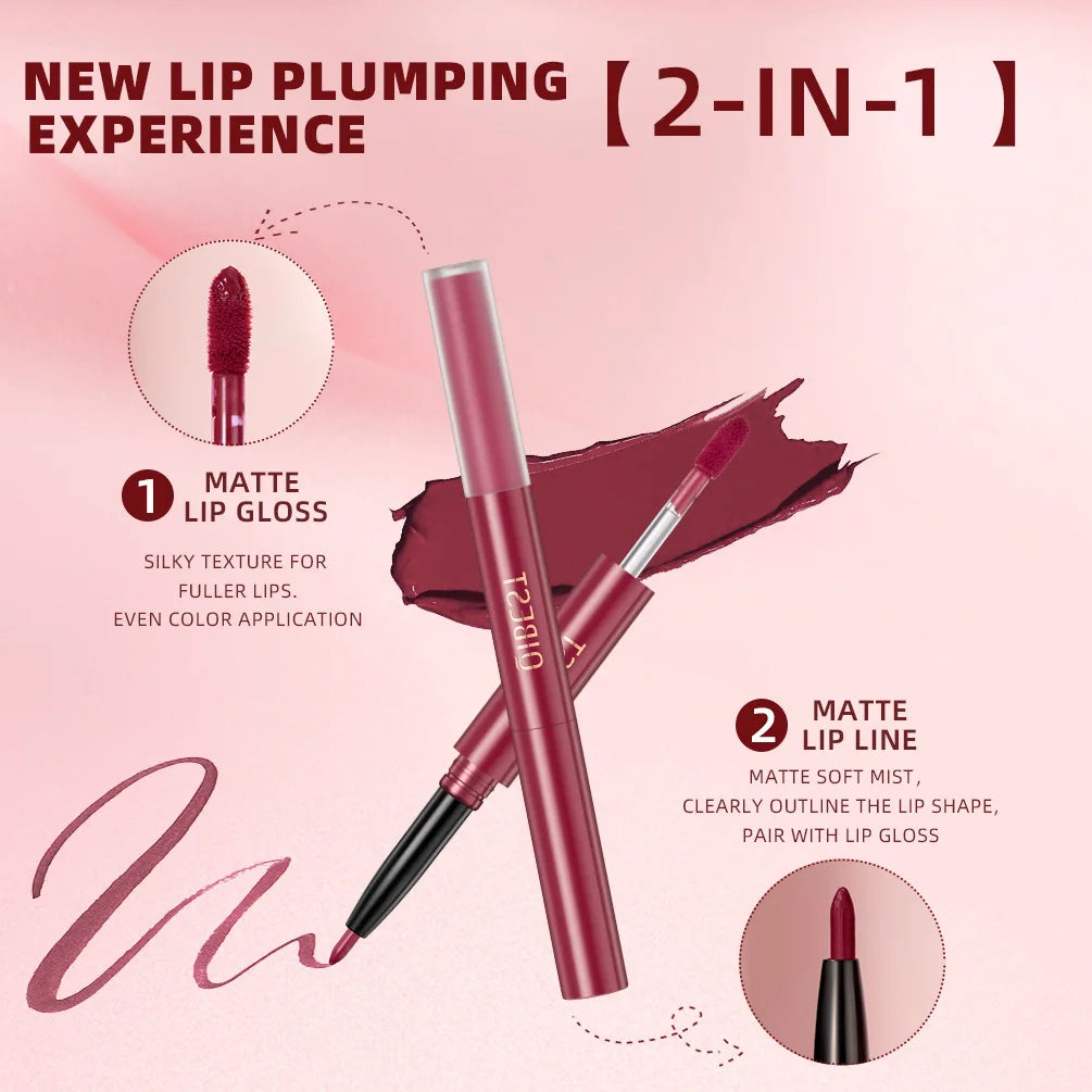 Lipliner Pencil Long Makeup Lipliner Lip Gloss Soft 2-in-1 Lip Liner Stick Quick Drying Lips Long For All Skin Types Makeup Lip