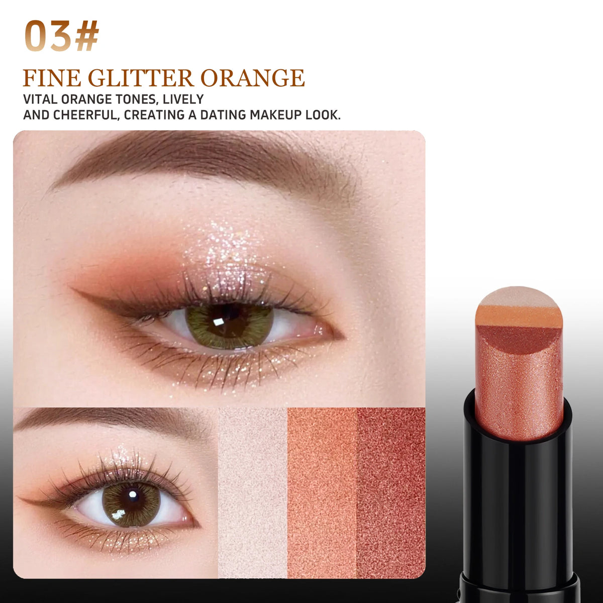 O'CHEAL Three Color Eye Shadow Stick Gradient Delicate Waterproof Long-Lasting Eye  Shadow Pen Beauty Shiny Glitter Eye Shadow