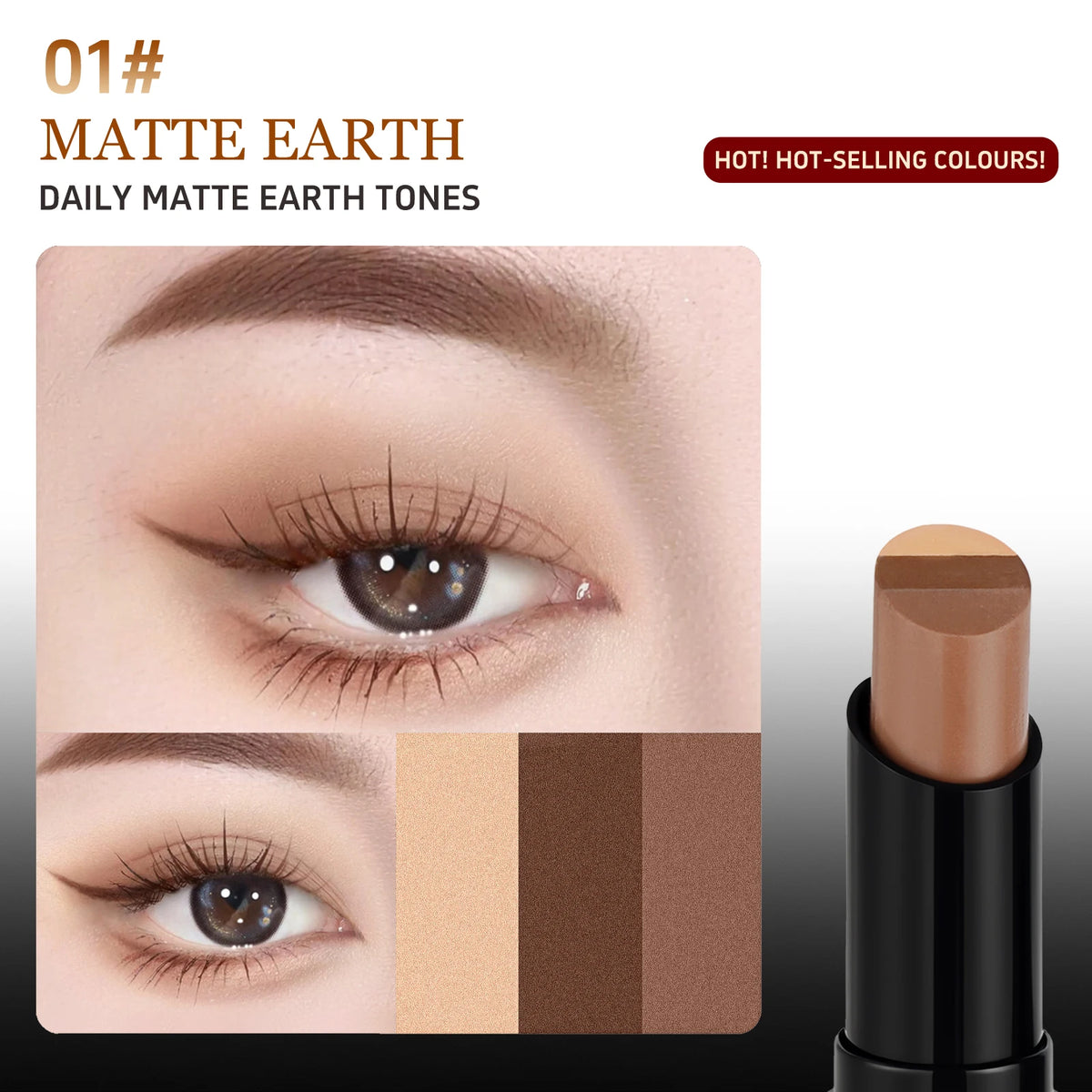 O'CHEAL Three Color Eye Shadow Stick Gradient Delicate Waterproof Long-Lasting Eye  Shadow Pen Beauty Shiny Glitter Eye Shadow